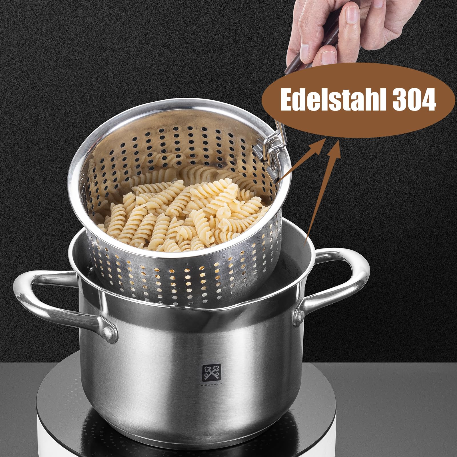 Edelstahl Frittiertopf 4L, Fritteuse mit Sieb und Deckel,Fritteusentopf Dampfgarer Mehrzweck-Kochtopf Zubereiten von Hähnchenflügeln Meeresfrüchten Pommes frites Calamares