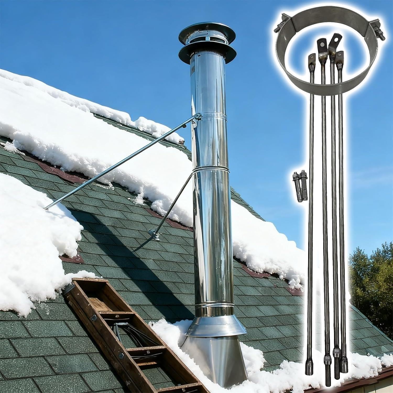 Fascetta per Tubo da Stufa Kit di Supporto esteso Regolabile del caminetto, Dimensione Personalizzata, Materiale in Acciaio Inossidabile(240mm Dia Hoop)