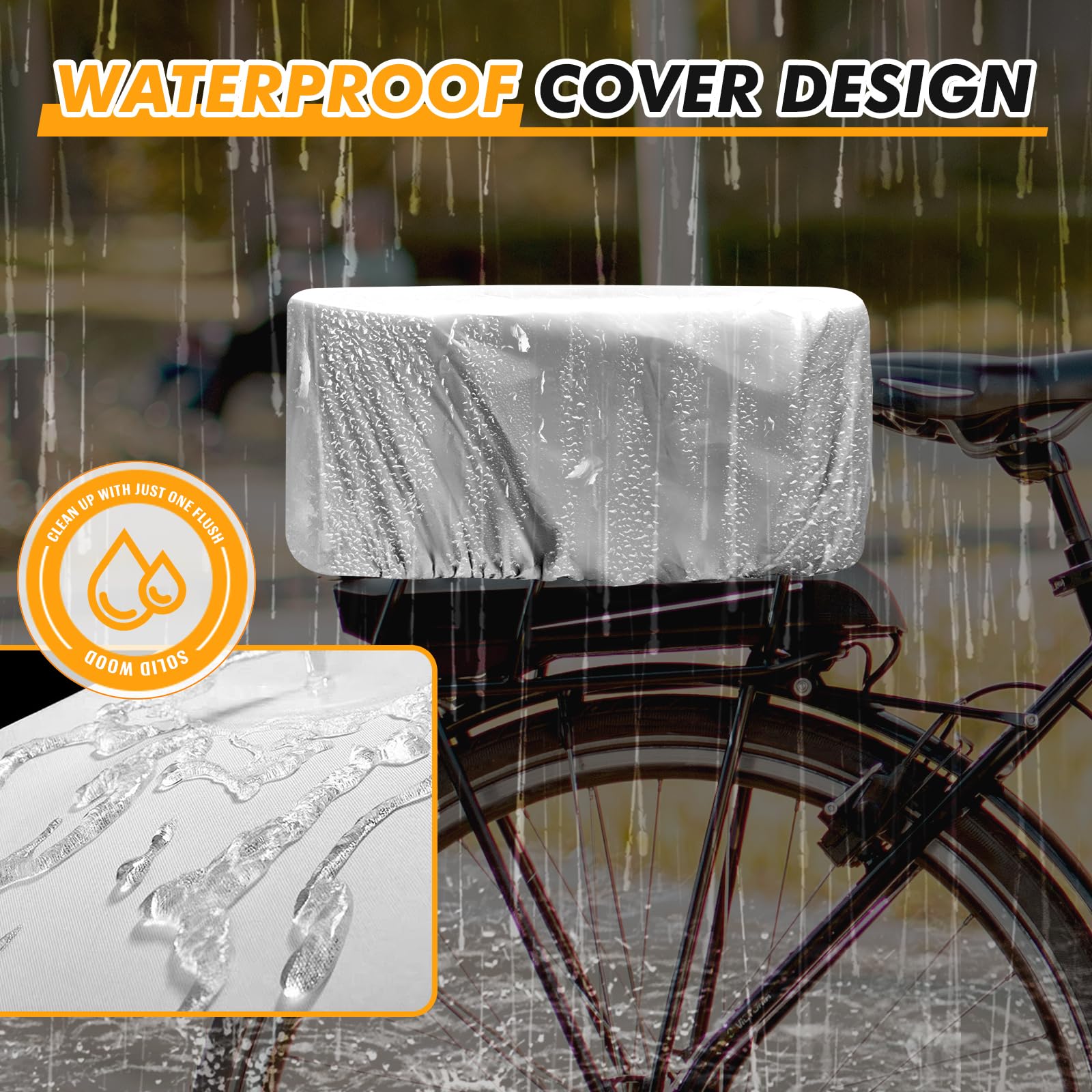 Panier arrière pour vélo avec filet de chargement et doublure - Grand panier de vélo électrique - Grand panier arrière pour vélo électrique avec housse imperméable