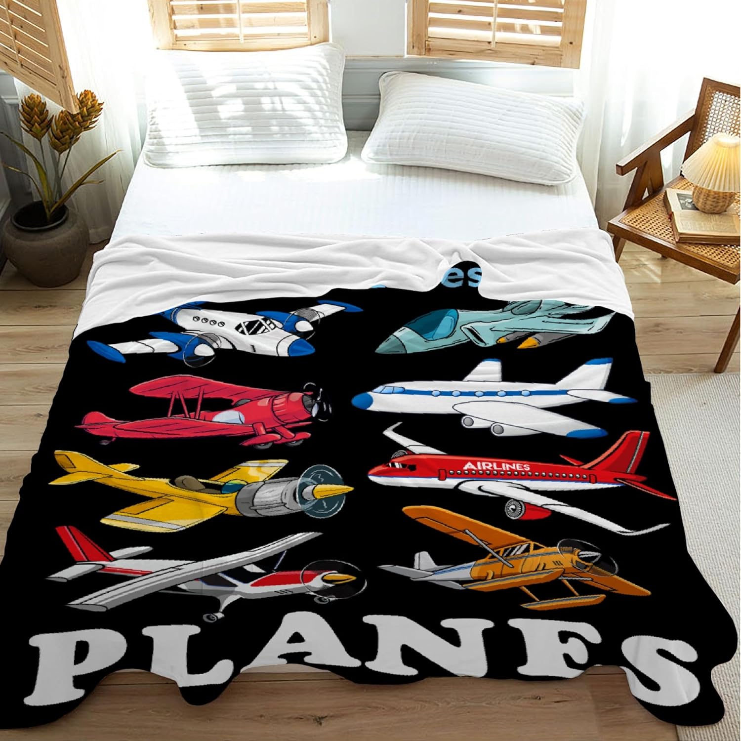 Khumbhira Airplane Blanket for Boys Kids Child Toddler Just A Boy Who Loves Planes Blanket Warm Plush Fleece Planes Throw for Bed Sofa Office Decor Airplane Gifts Ideas 40"x50"-S - Image 7