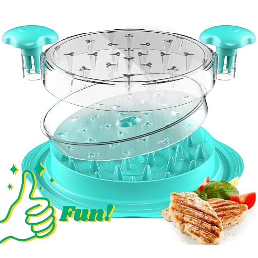 Chicken Shredder with Separate Plate, Large Meat Shredder Tool Twist with Transparent Lid&Brush, Visible Manual Chicken Breast Shredder, Dishwasher Safe, Ergonomic Handle, Easy to Clean(Mint Green)