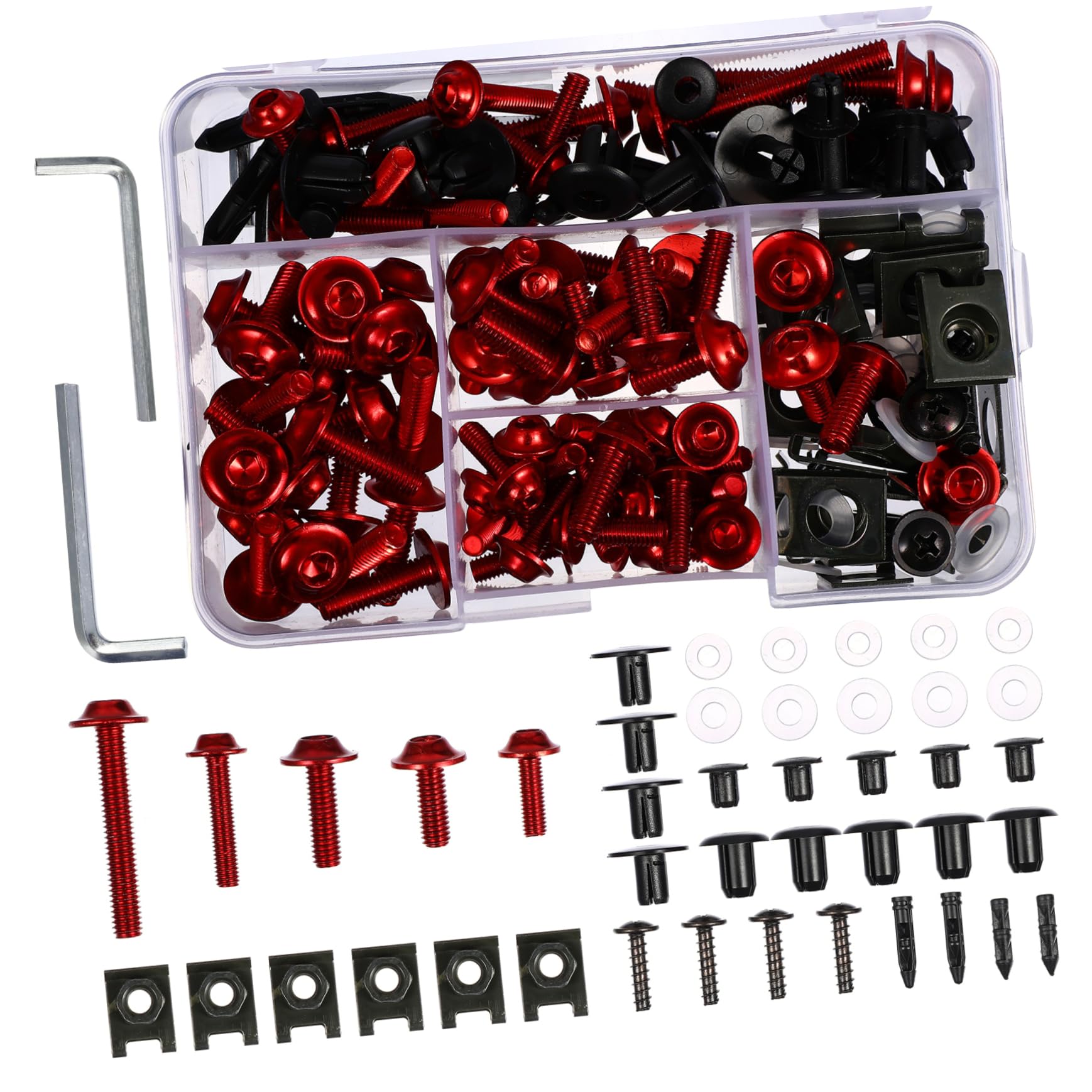 149piezas Para Modificación De Motocicleta Accesorios De y Parabrisas Color Rojo Instalación Compatible Mayoría De Motocicletas