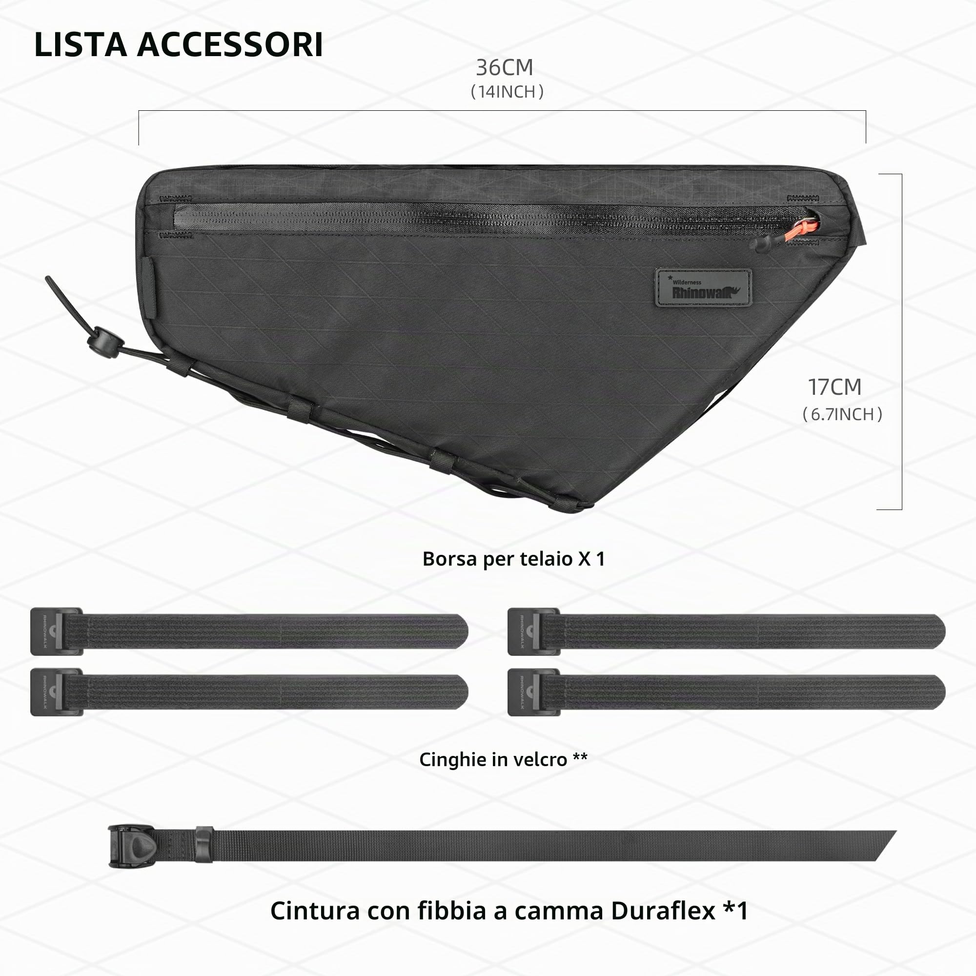 Rhinowalk borsa per telaio bici triangolare tubo superiore custodia touring bikepacking