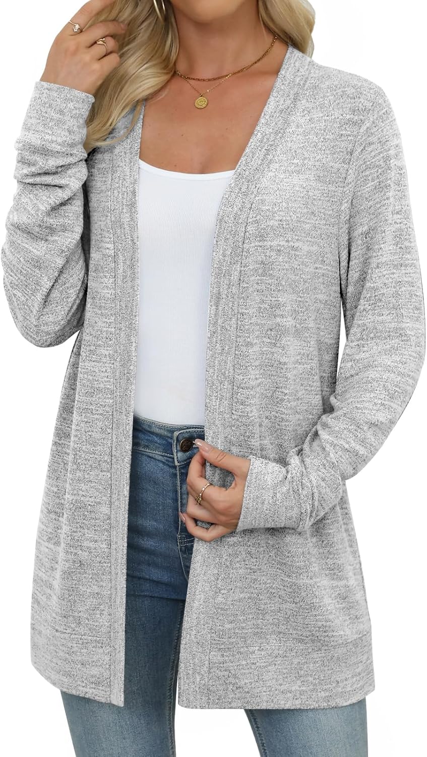 Yincro Womens Lightweight Cardigan Casual Long Sleeve Soft Open Front Cardigans Sweater - Image 2
