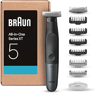 Braun Series X Recortadora de Barba, Afeitadora Eléctrica Hombre para Rostro Y Cuerpo, Máquina de Afeitar, Cortapelos Hombre, Peine Bidireccional, Cabezal Flexible, Resistente al Agua, XT5270 Negro