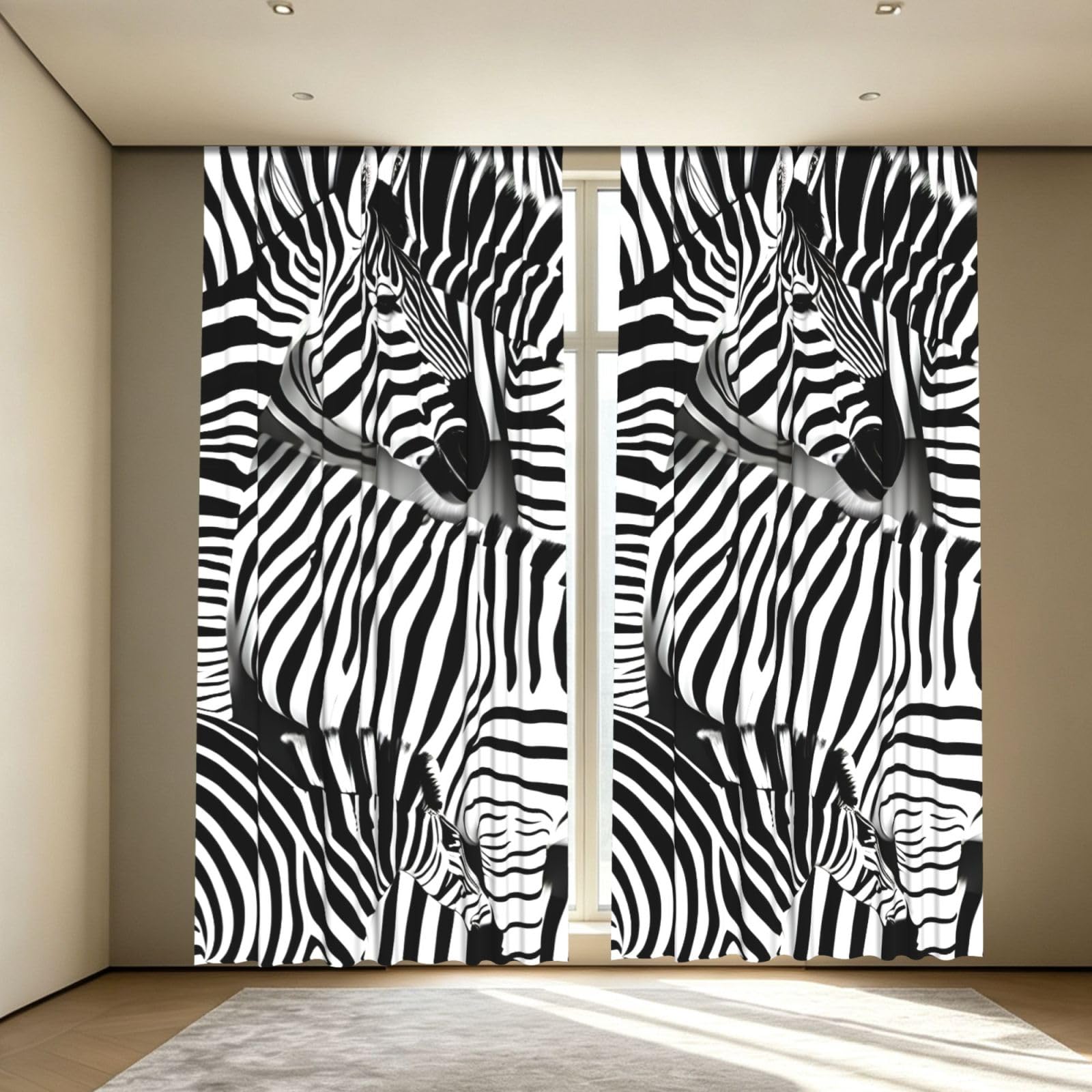 Yyoretp Zebra Print Blackout Curtains for Living Room Bedroom Thermal Insulated Window Drapes.
