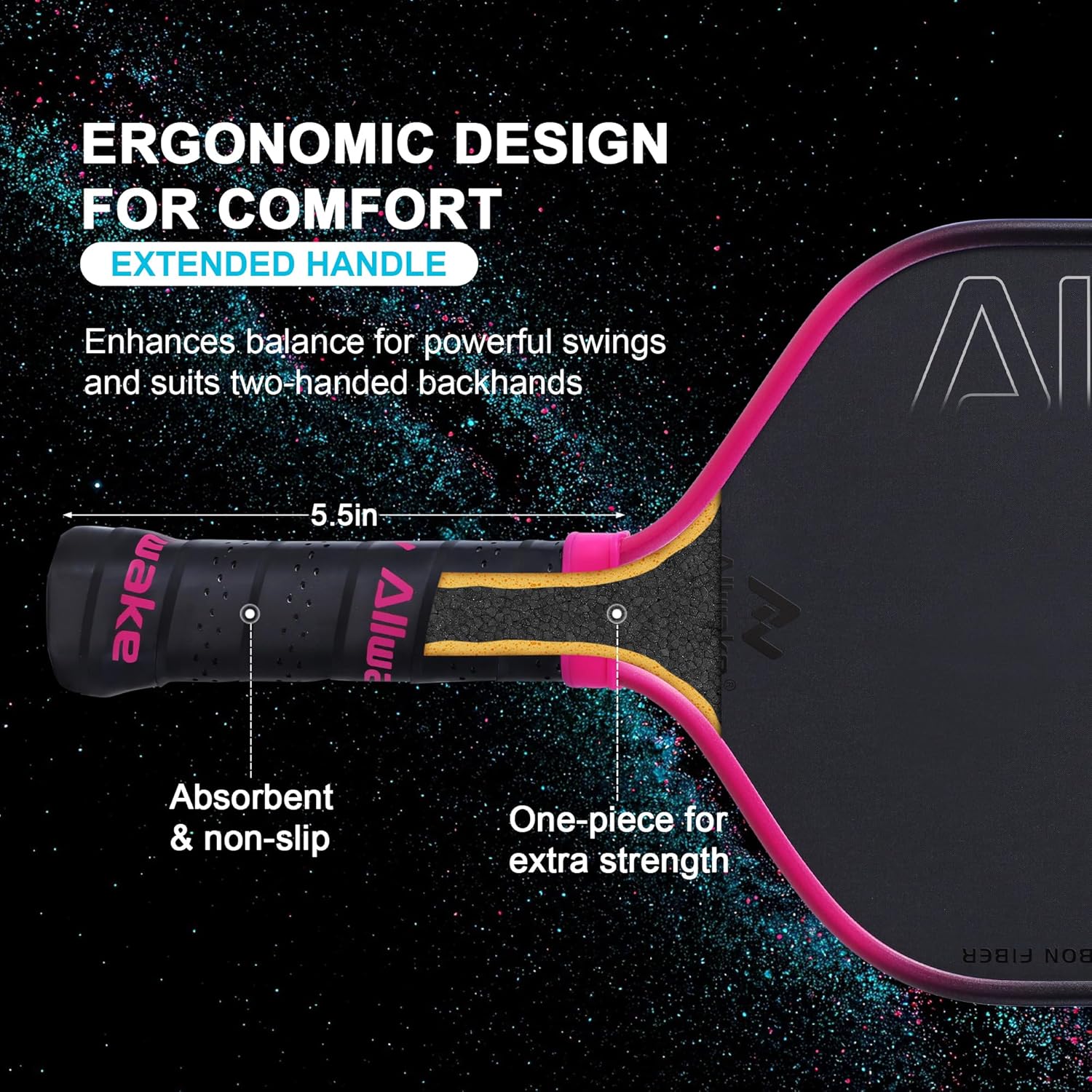 Professional Pickleball Paddles - T700 Raw Carbon Fiber with Foam Injected Edges for Expanded Sweet Spot - Control & Power Paddle for All-Level Players ﻿ ﻿ - Image 3