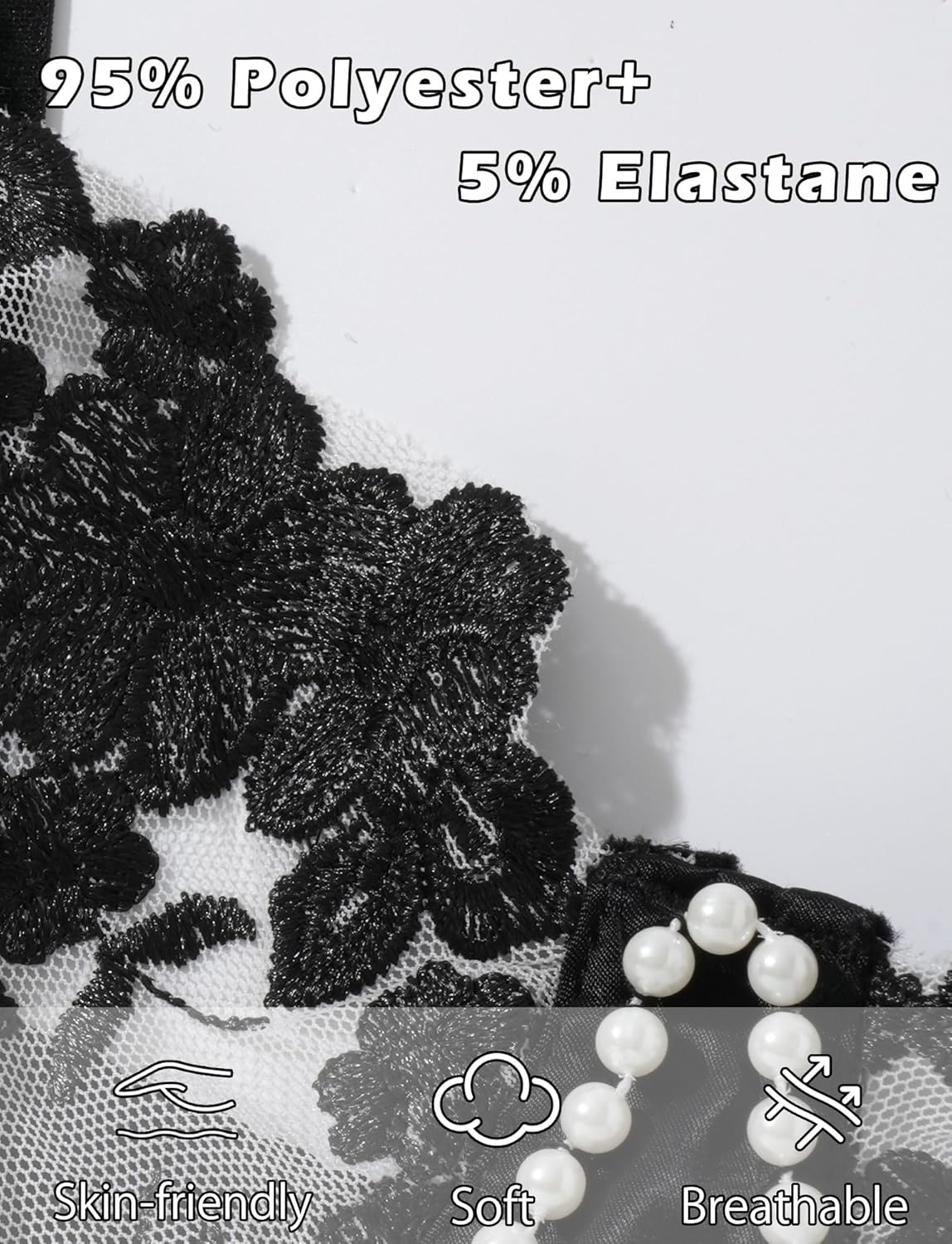 Sexy Underwire See-through Mesh Floral Embroidered Lingerie Set for Women S-L - Image 5