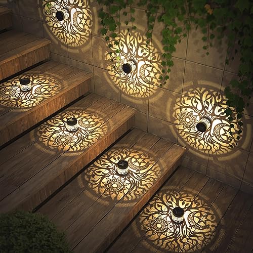 Miniatura 3 de gardencave Paquete de 2 Luces Solares para Vallas de Metal, Luces Alimentadas por Energía Solar para Exteriores, Pared, Terraza y Escalones con Tema