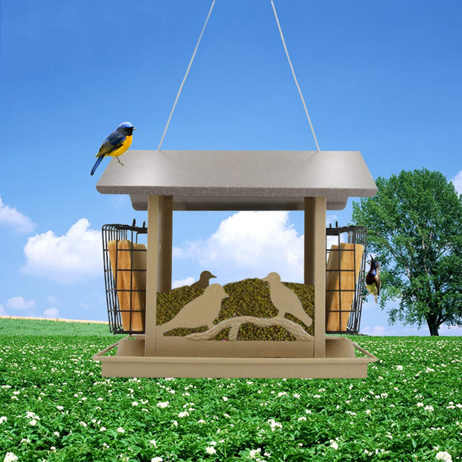 Vogelhaus-Vogelhäuser Vogelhäuschen aus Holz Vogelhausständer Nistkasten,Vogelfutterhaus groß aus Natur-Holz,Vogelhaus zum aufhängen wetterfest I Futterhaus für Vögel, Vogelhäuschen, Vogel Haus