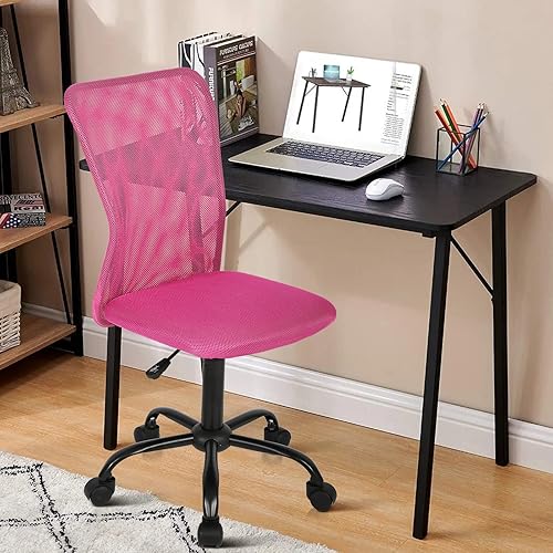 Silla de oficina ergonómica de malla, moderna silla giratoria con respaldo medio, silla giratoria sin brazos, silla de oficina en casa, silla de