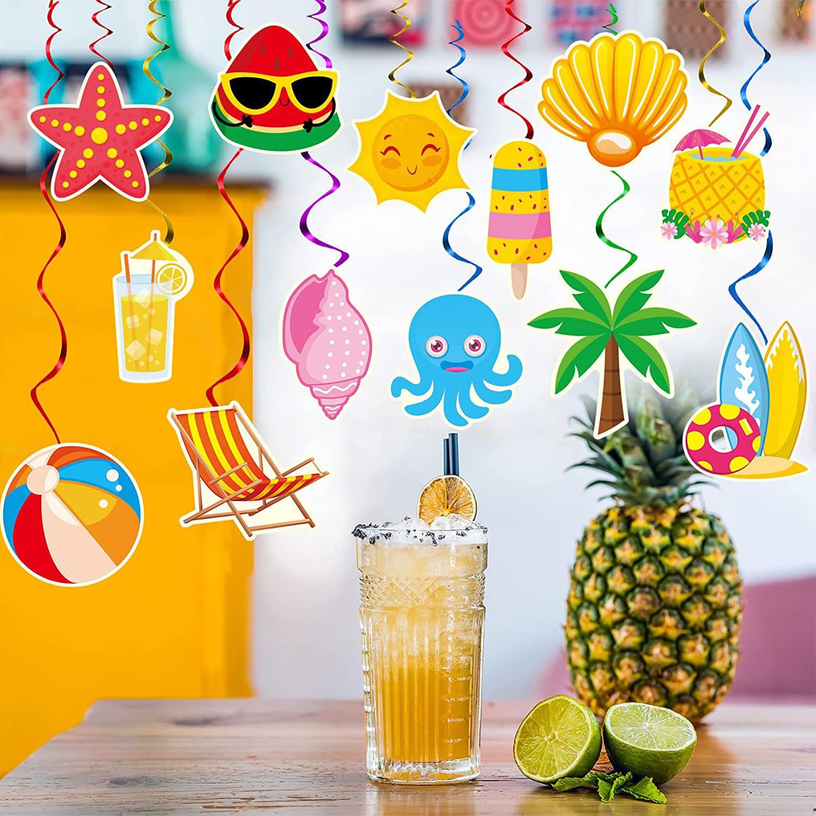 BelleVive 21-Piece Summer Party Decorations, Beach Pool Party Decor, 'Hello Summer' Banner, Pool, Beach, Hanging Streams - Image 4
