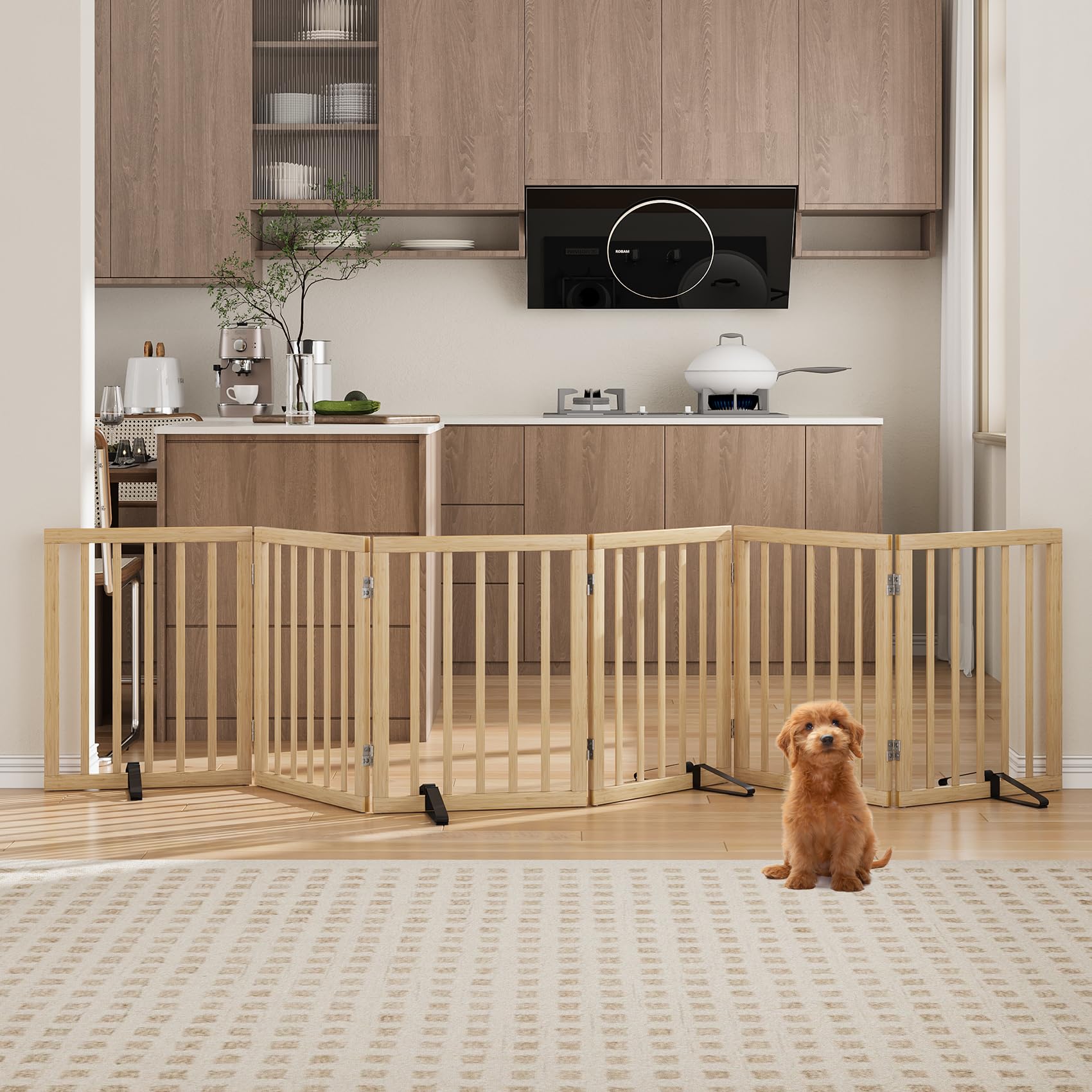Hundegitter 60 cm hoch freistehend Treppengitter 6-teilig faltbar Haustiergitter