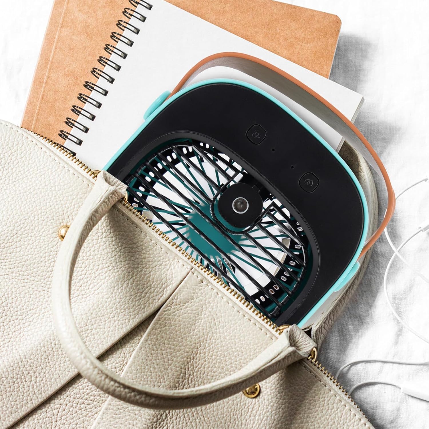 Mikinona USB Powered Desktop Misting Fan, Mini Plastic Cooling Air Cooler with Rechargeable Battery, Portable USB Desk Fan for Office, Home, Dormitory Cooling