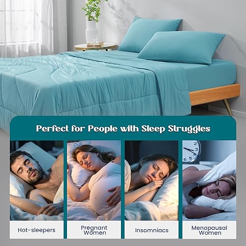 Miniatura 3 de Edredón refrescante Dream Valley Outlast® Twin XL, Manta de enfriamiento de grado NASA para personas que duermen con calor, Edredón lujoso para Azul