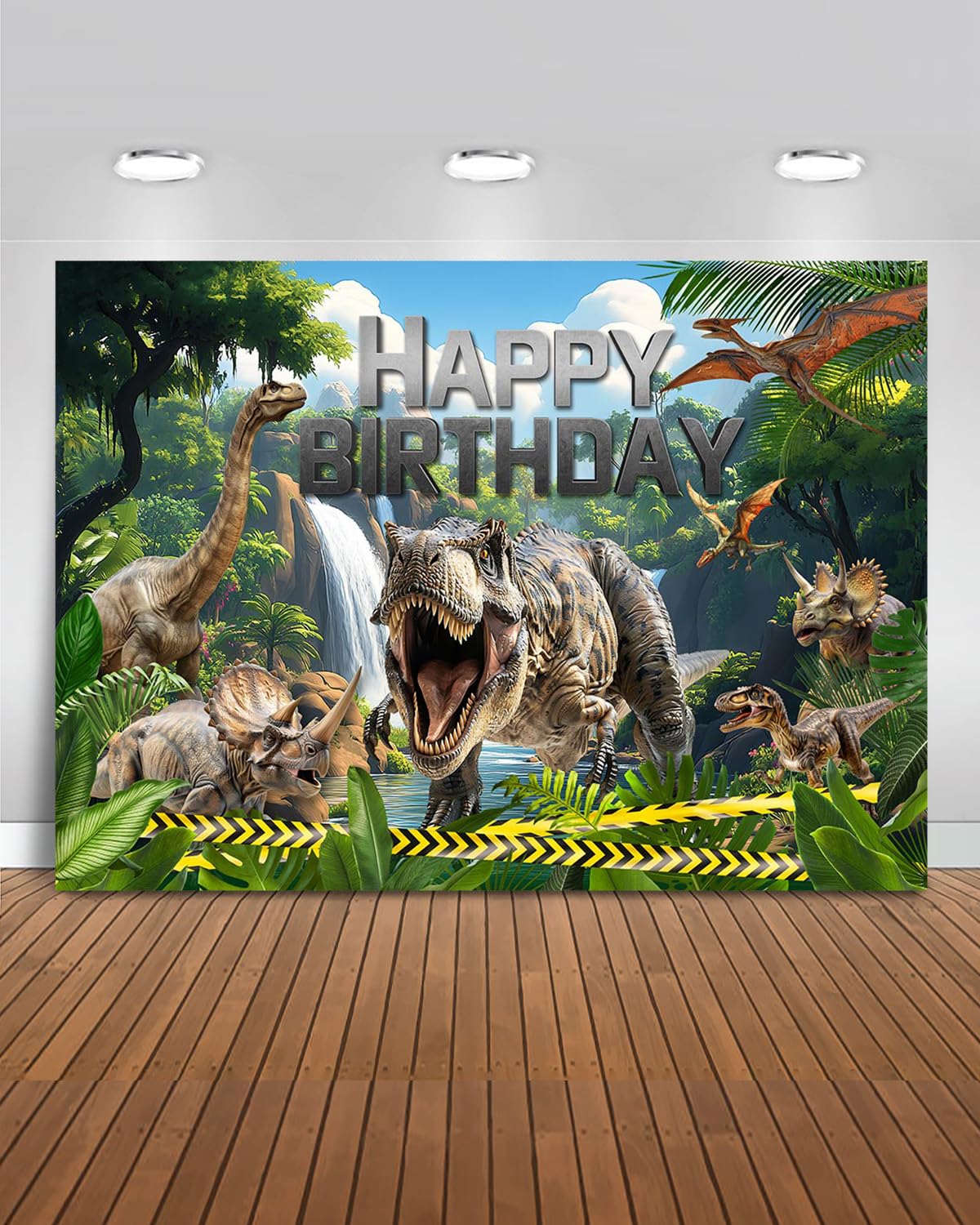 Mocsicka Dinosaur Birthday Backdrop Dinosaur Happy Birthday Party Decorations Dinosaur Photography Background for Boy Dino Photo Supplies (Green,