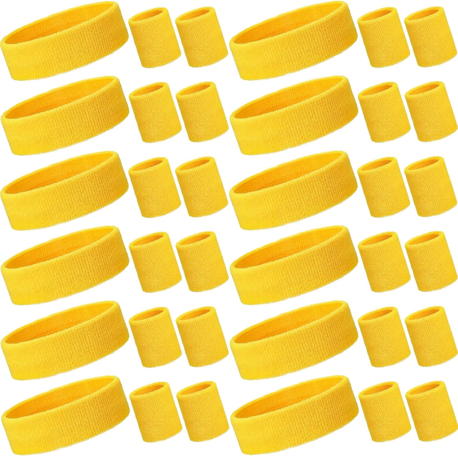 Bememo 36 Pcs Neon Sweatbands Set for Kids 12 Headbands 24 Wristbands Bulk Sports Sweat Bands Athletic for Children Basketball Tennis Running Gym Student Gifts Glow Party