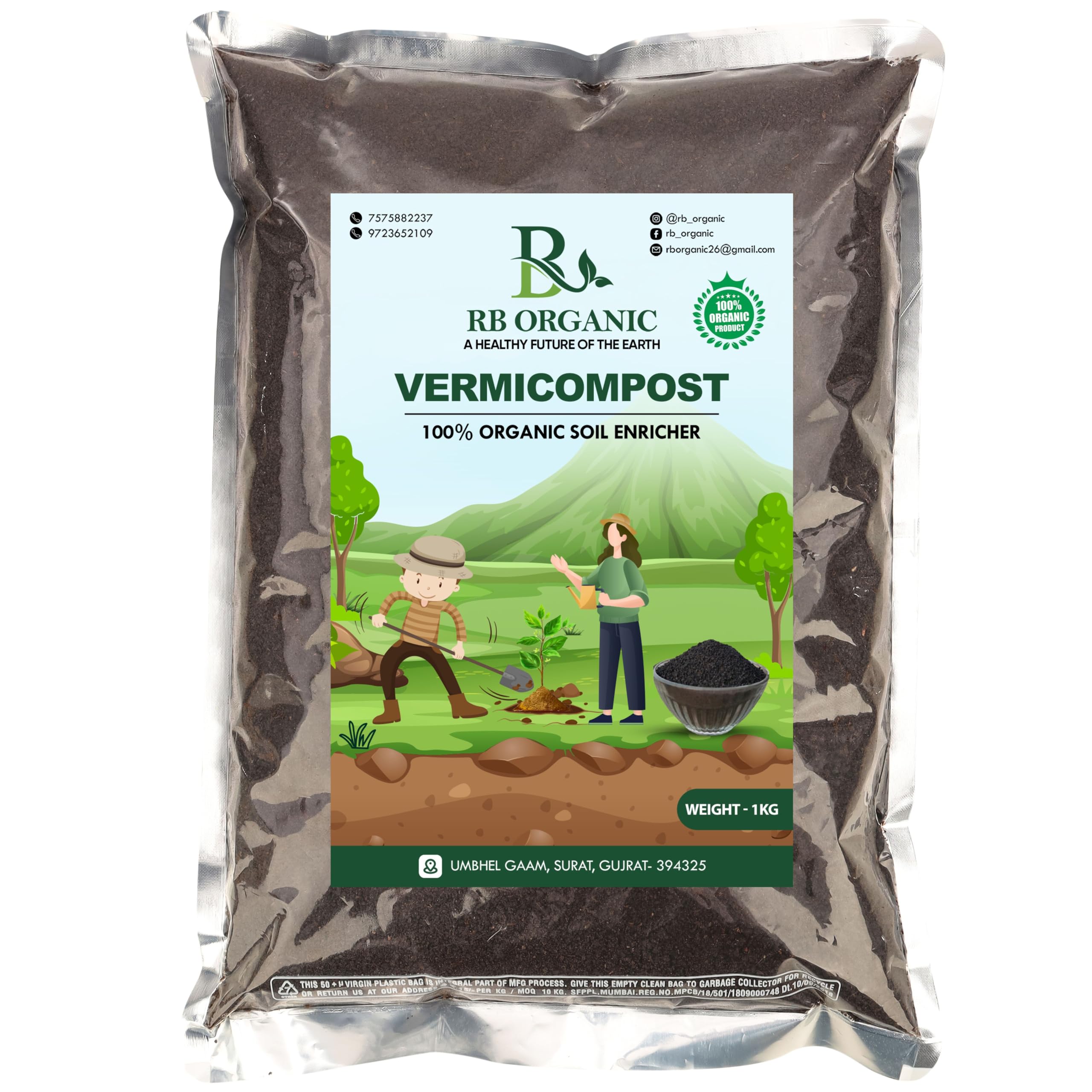 RB Organic Vermicompost fertilizer for Plants | 1 KG | Best organic soil enricher | Organic Manure (B0DFGZT6XX) Amazon Price History, Amazon Price Tracker