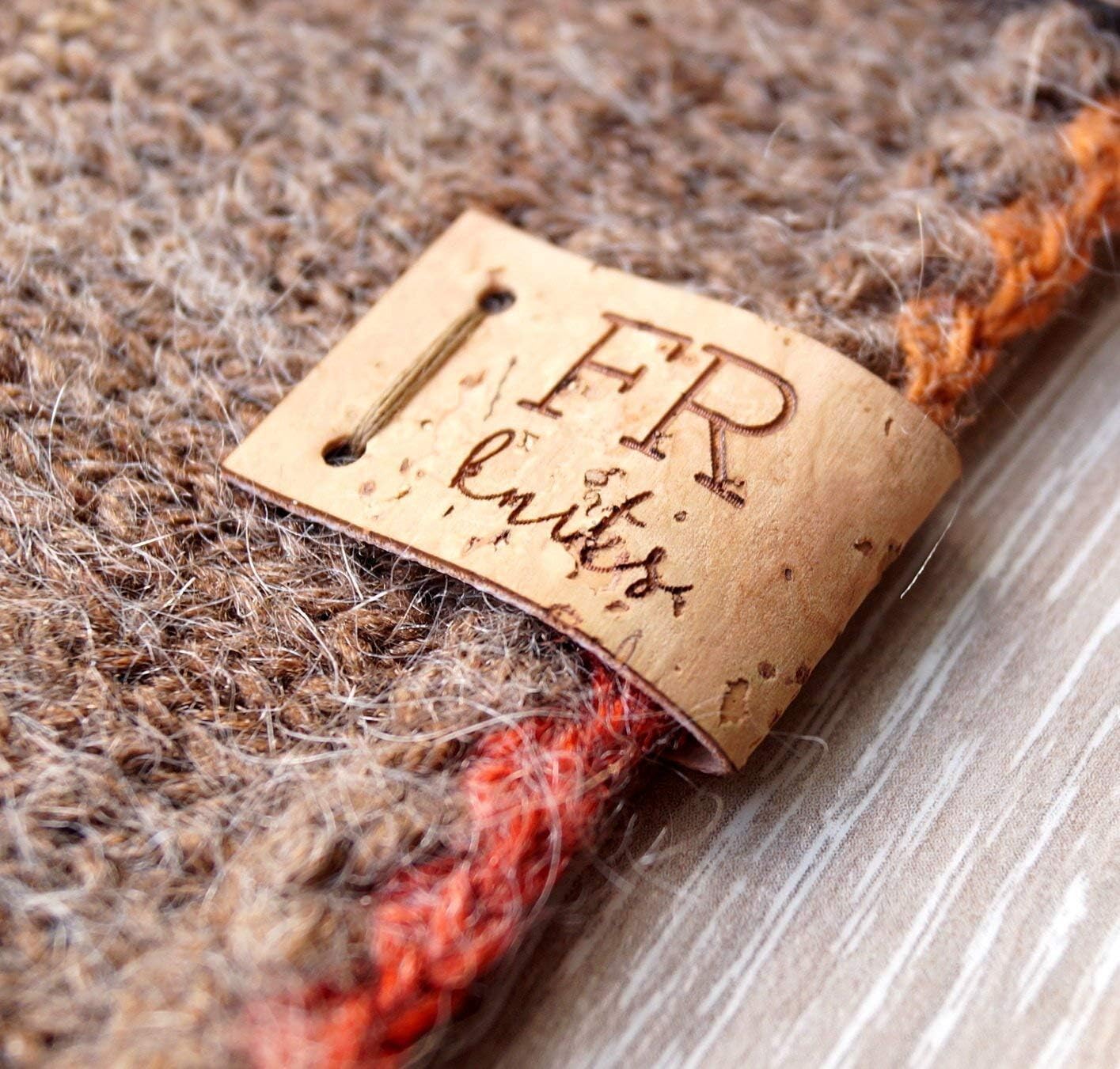 Personalized cork leather labels with logo, material, care instructions, custom labels, leather tags, knitting labels, label tags, set of 25