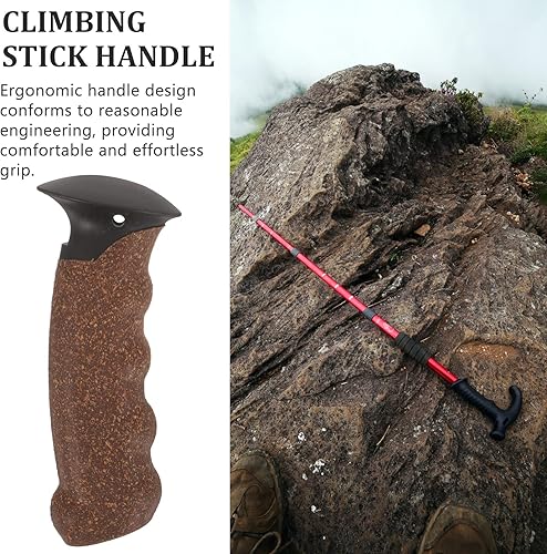Miniatura 2 de Mango de bastón, mango de caña de senderismo, mango de corcho, agarre de poste de trekking, puntas de bastón, protectores de repuesto, adaptador de