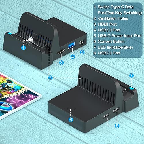 Miniatura 5 de Estación de acoplamiento Switch TV para Nintendo Switch base multifunción Nintendo Switch con HDMI 4K para conexión de TV tipo C para Nintendo