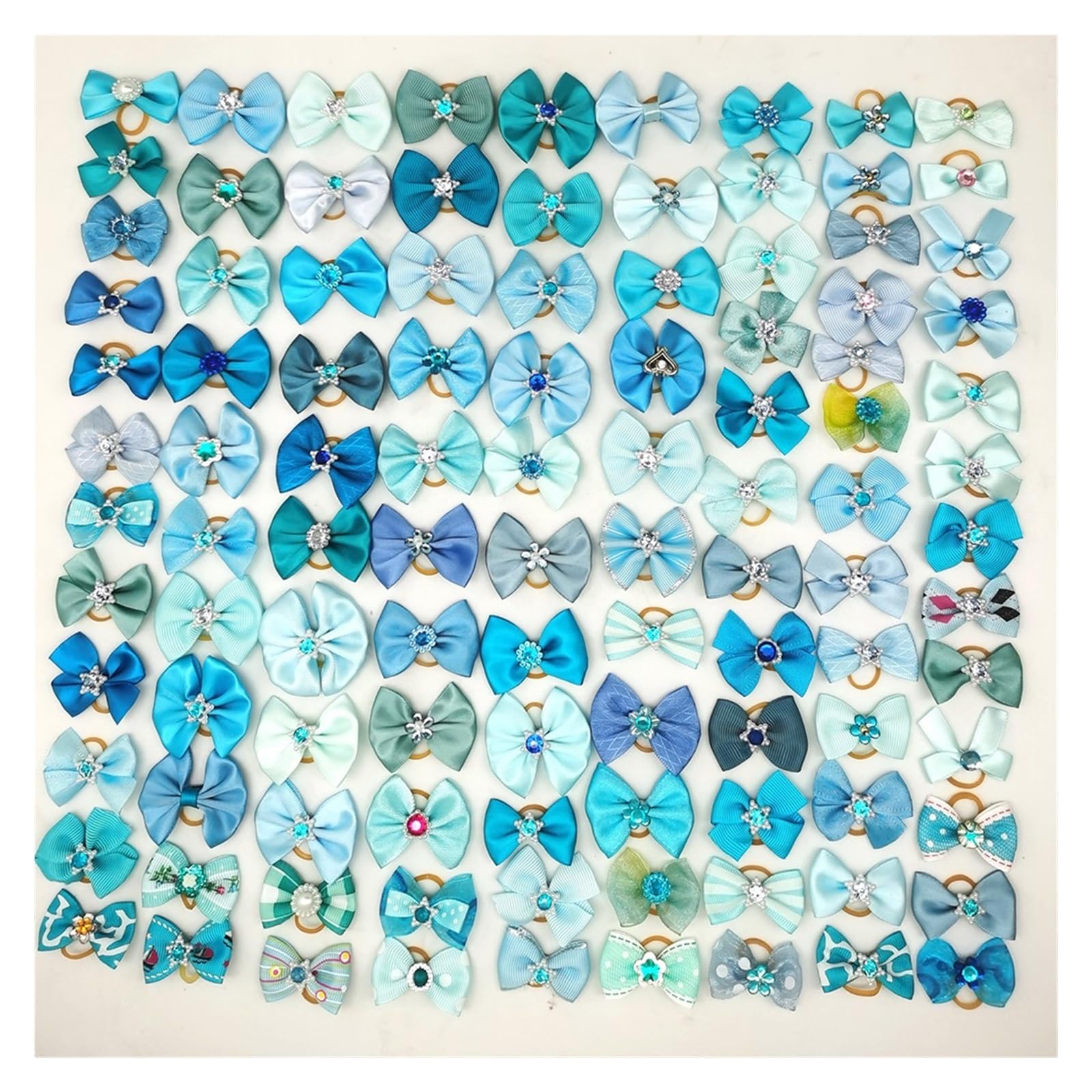 AMEEDA Dog Hair Bows 100pcs Pet Grooming Hair Bows Puppy Mix Colours Decorate Hair Accessories for Small Dog Hair Rubber Bands Dog(Blue)