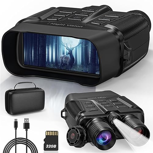 Gafas de visión nocturna, prismáticos de visión nocturna 4K, prismáticos de pantalla grande de 3.16 pulgadas, guarda fotos y videos con batería de