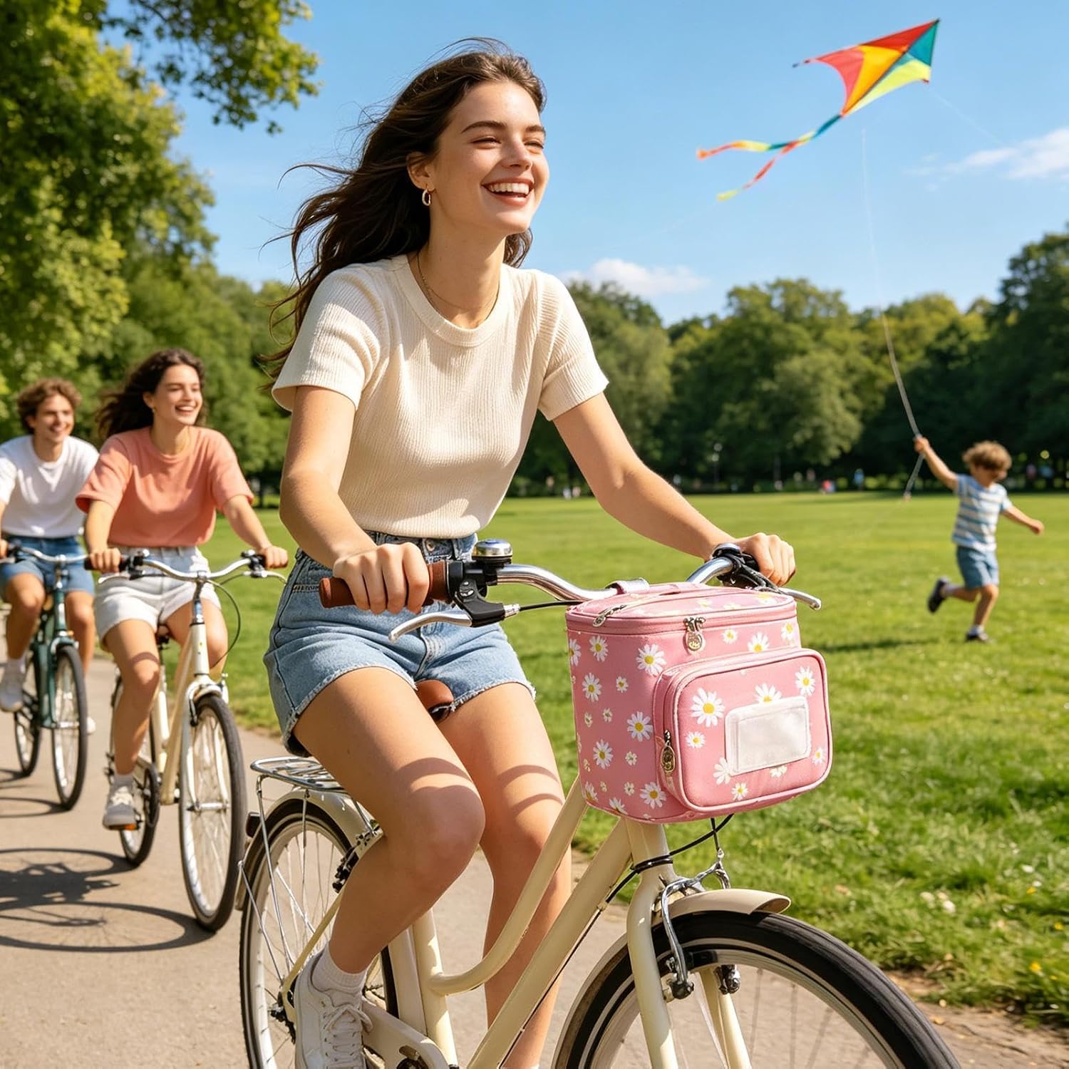 Kids Bike Basket with Zipper Waterproof Oxford Cloth image 3