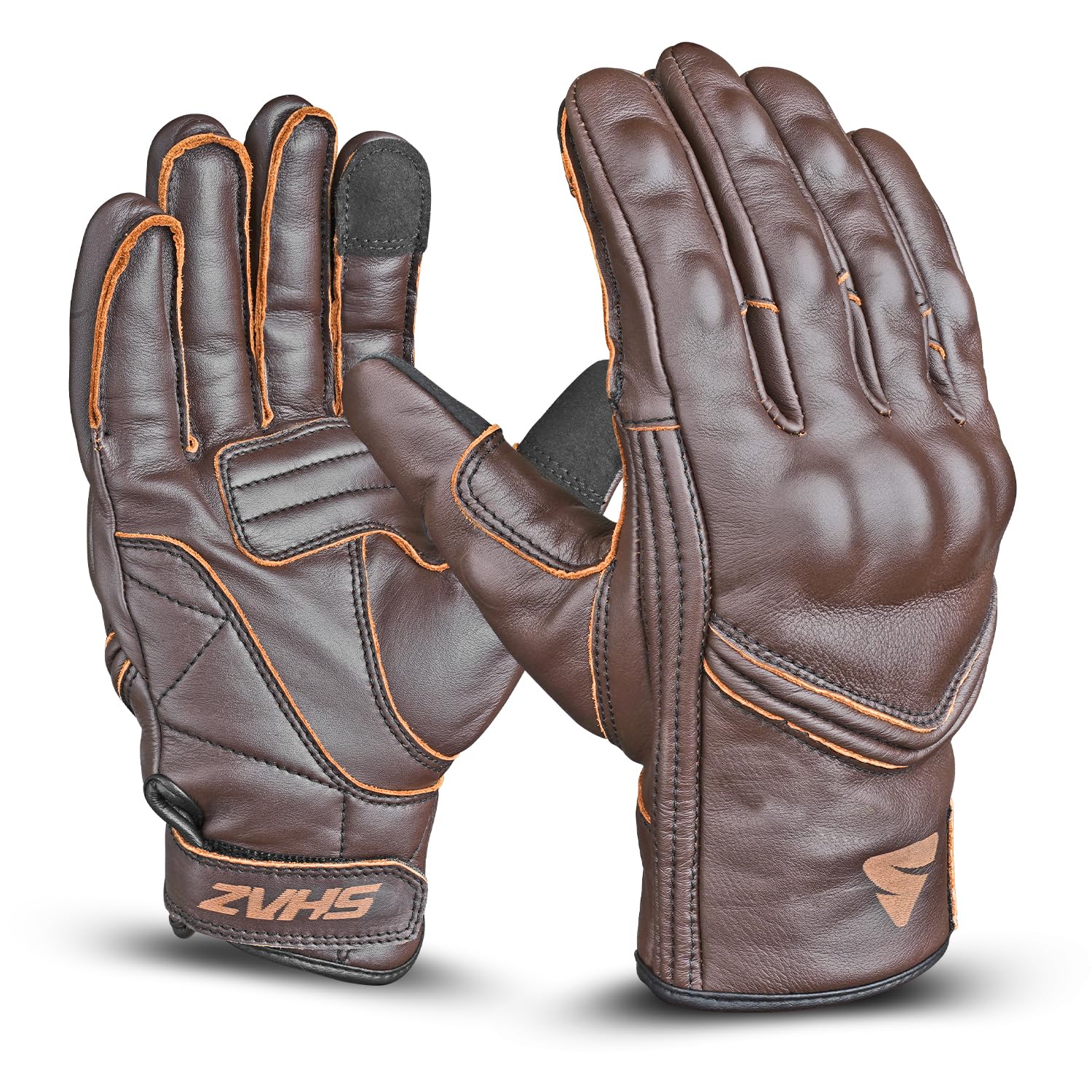 Shaz Premium Cowhide Leather Motorcycle Gloves for Men and Women- Touchscreen Hard Knuckle Protected Motocross Motorbike Racing Riding Biker Gloves (