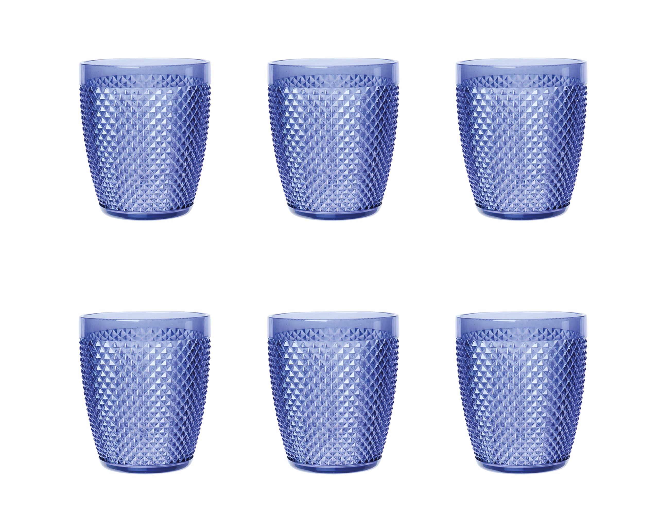 Excelsa Diamond Set of 6 Blue Tumblers, Unbreakable Plastic, Capacity 400 ml, Reusable
