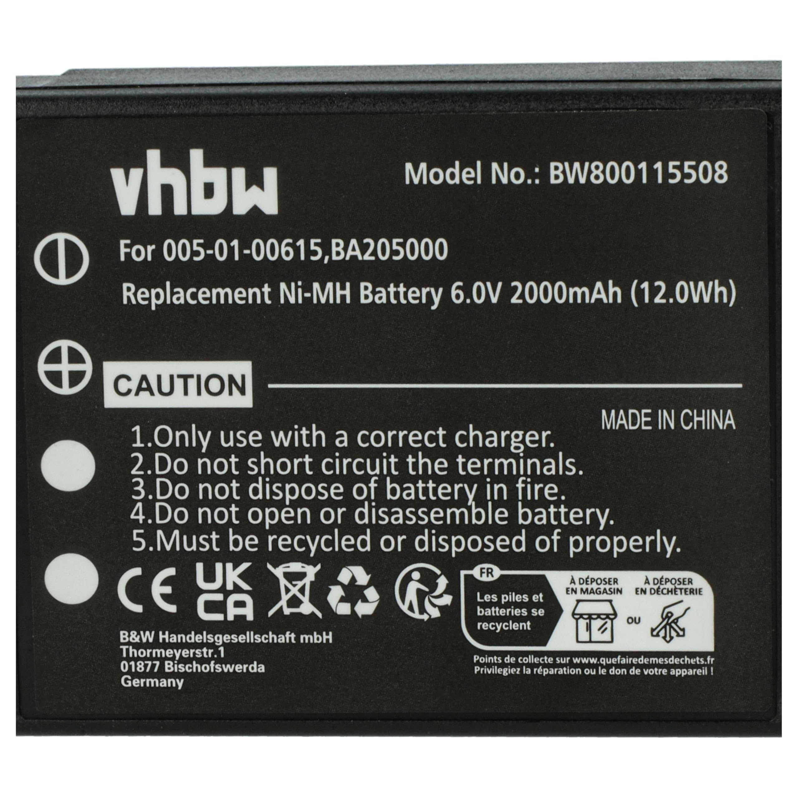 vhbw batteria sostituisce HBC BA225000, BA225030, BA226030 per Radiocomando Industriale, Telecomando (2000mAh, 6V, NiMH) - Nero