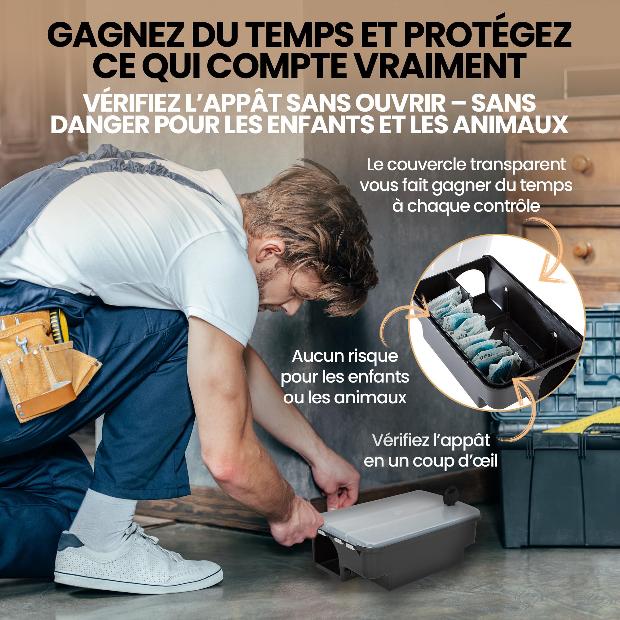 2× Stations d’Appât pour Rats – Couvercle Transparent pour contrôle Facile – Boîtiers très Robustes pour Une Utilisation sécurisée du Poison à Rats – Intérieur & extérieur (Poison Non Inclus)