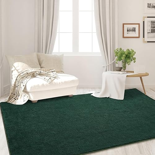 Miniatura 7 de Alfombras de área para dormitorio, sala de estar, 4 x 6 pies, color verde oscuro, súper suaves, cómodas, alfombras de interior de espuma