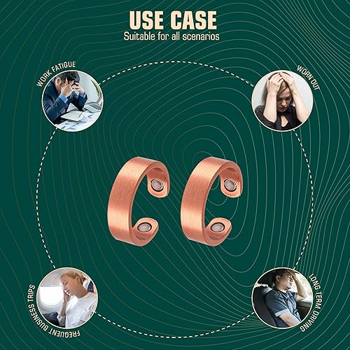 Miniatura 5 de FASCIO Anillos magnéticos para hombres y mujeres, anillo de cobre para dedos pulgar, joyería de cobre ajustable, regalo para artritis y alivio del
