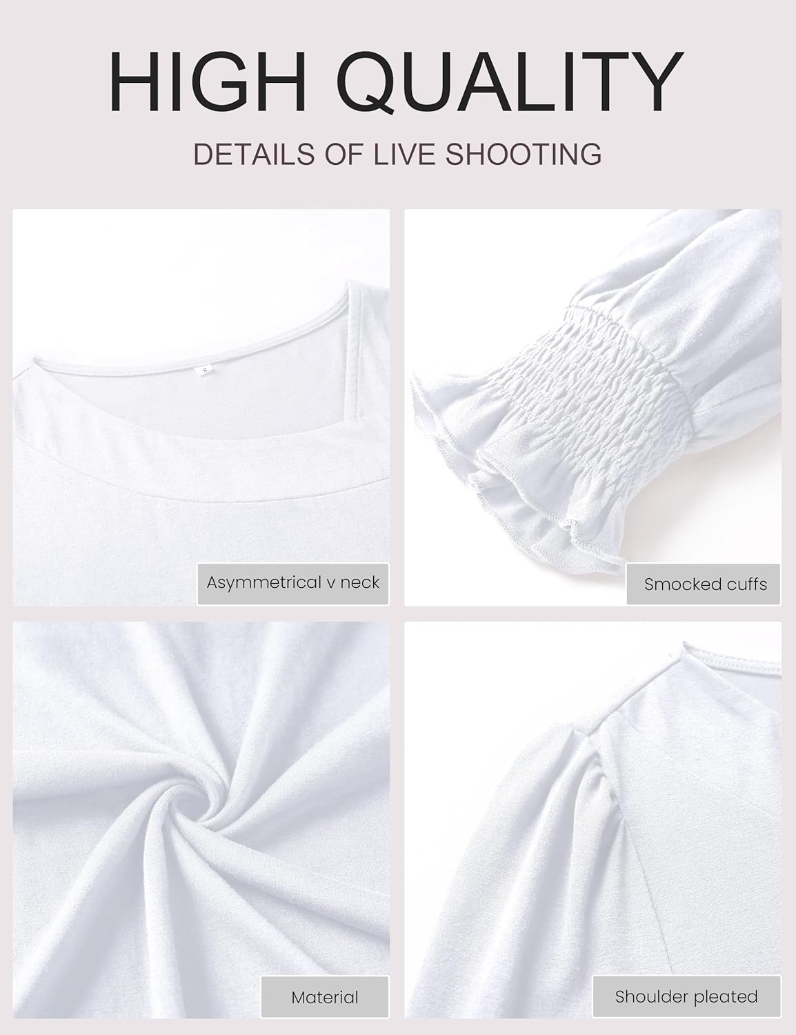 Fayenne Womens Long Sleeve Shirts Business Casual Asymmetrical Neck Tops Trendy Blouses Fall Outfits with Smocked Cuffs - Image 5