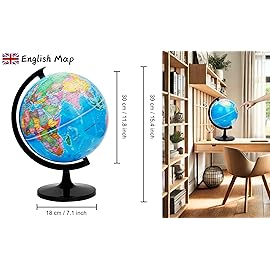 Exerz 12 World Globe - Political Map Educational - Self Assembled School Globe for Classroom
