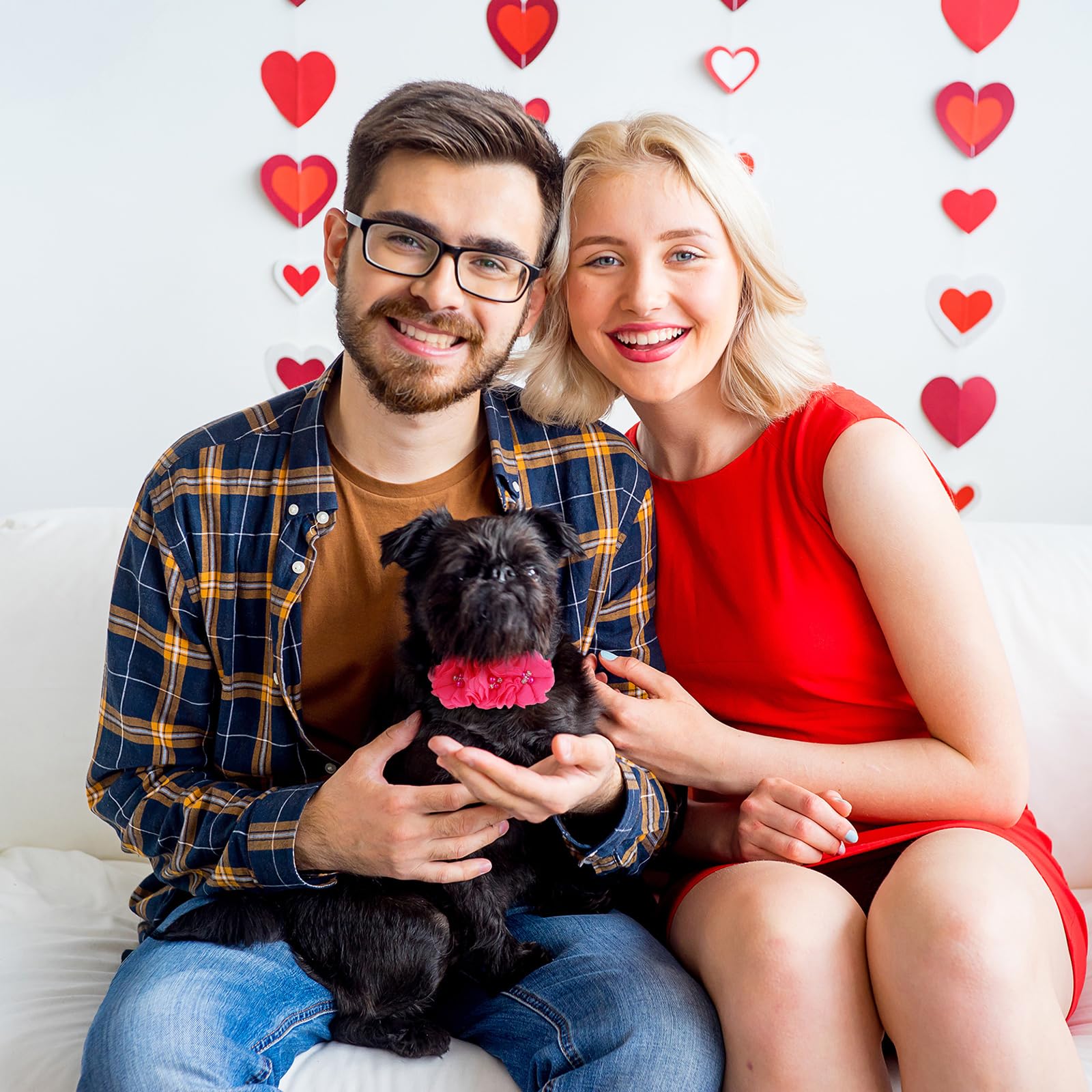 Abbylike 100 Stück Valentinstags-Hundehalsband, Blumen, Schleifen, Hundepflege-Halsband, verstellbar, Haustier-Fliege, Katzen-Hundehalsband, Befestigung mit Blume für Valentinstag, Hochzeit,