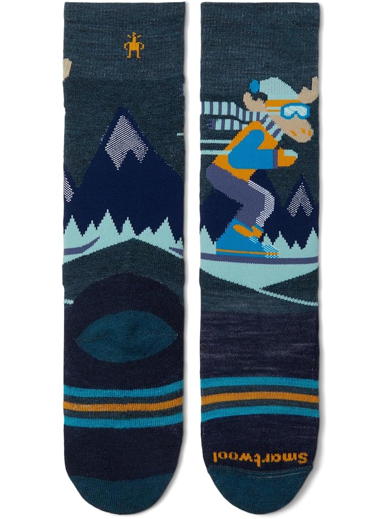 Multi Smartwool Wintersport Full Mountain Moose Pattern OTC Socks (Toddler/Little Kid/Big Kid)