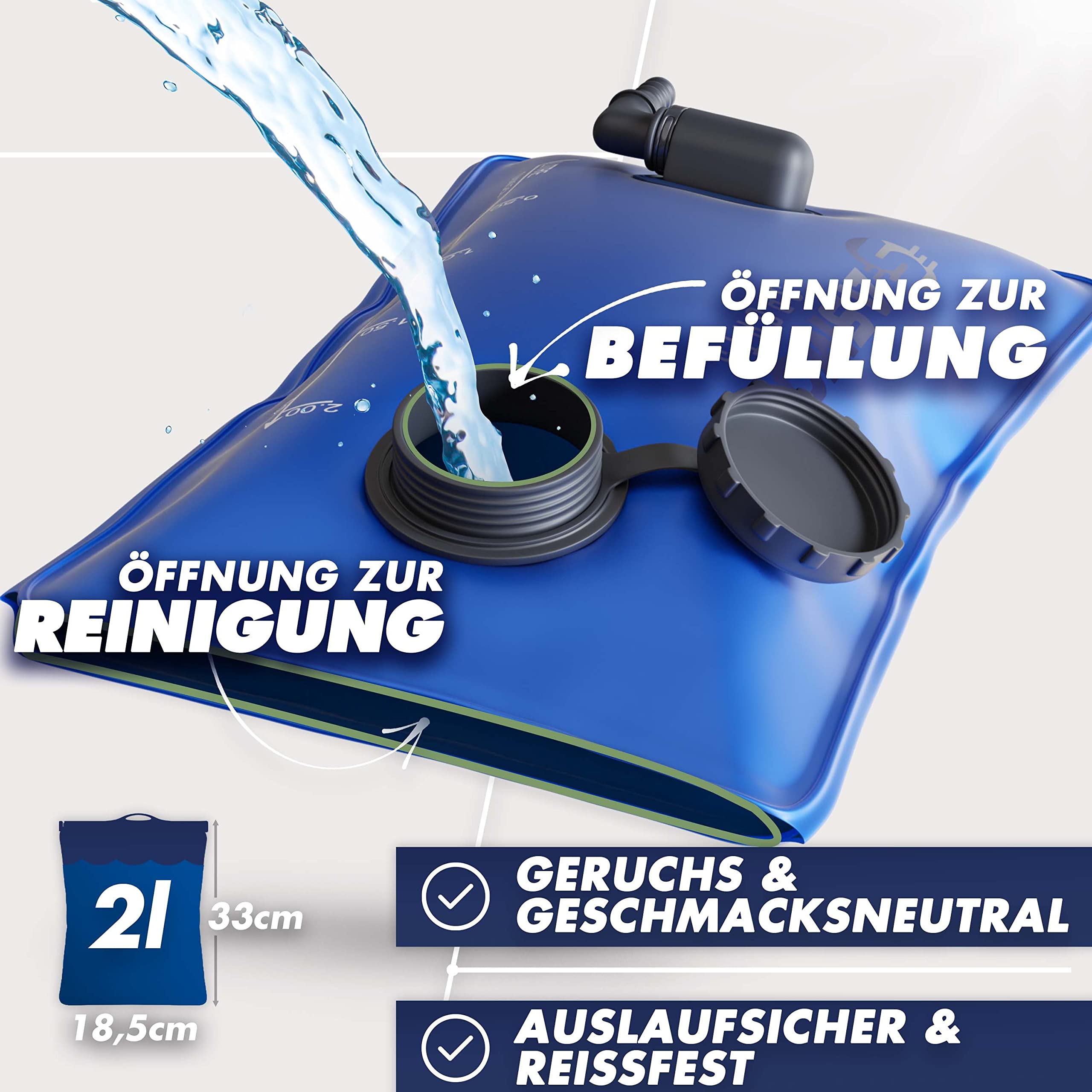 SASMO® Trinkrucksack (Schwarz) mit Thermofach | Trinkrucksack Laufen - Ultraleicht 300g & 6L | Laufrucksack mit Trinkblase 2l, BPA-Frei | Rucksack mit Trinkblase & Reflektoren | Laufen, Fahrradfahren