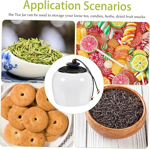 Miniatura 8 de BESTonZON Jarra de té de oficina para dulces, tarro de té de cerámica, recipiente sellado para alimentos, contenedor de café, contenedor de
