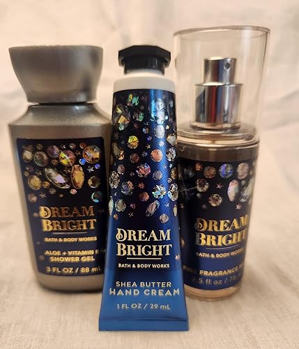 Juego de regalo para el cuidado del cuerpo y el baño de tamaño bolso de viaje DREAM BRIGHT Paquete de 4 piezas Fragancia fina Crema corporal