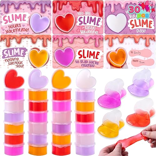 Slime para el día de San Valentín con tarjetas (San Valentín), 30 paquetes