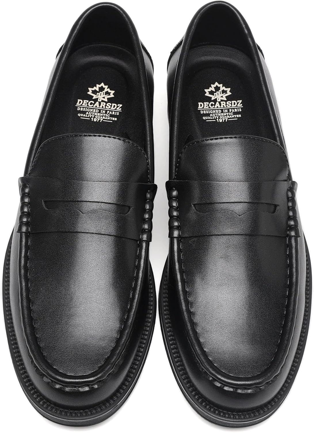 DECARSDZ Men's Slip On Dress Shoes Driving Shoe Black Penny Loafers for Men