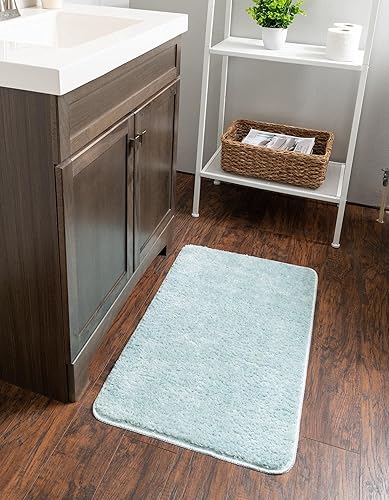 Unique Loom Bano Everyday Bath Mat Collection - Alfombra de área para uso diario (rectangular 1 pies 8 pulgadas x 2 pies 7 pulgadas, color azul