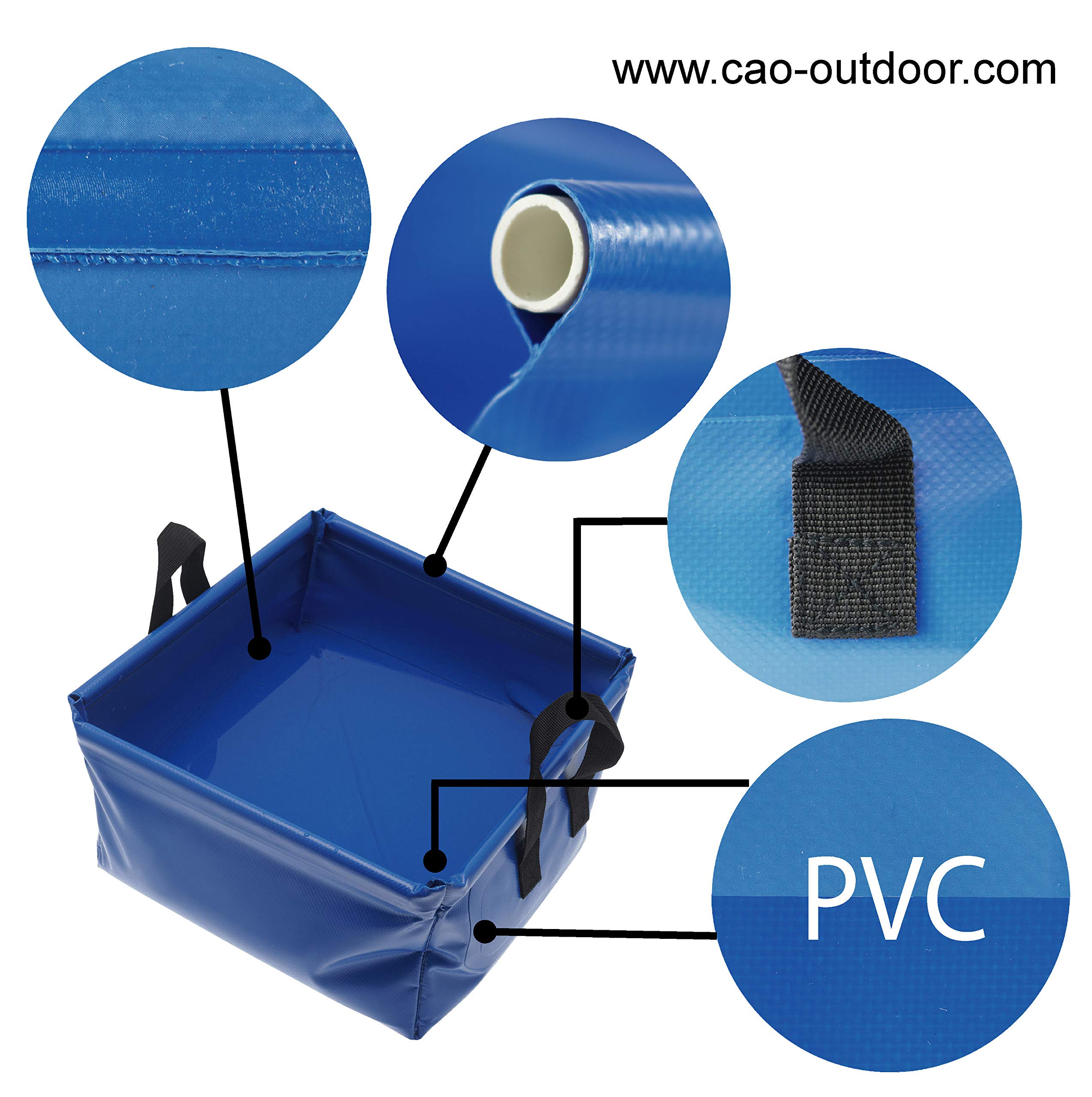 Cao - Bacinella Quadrata da Campeggio, 12 L, Colore: Blu