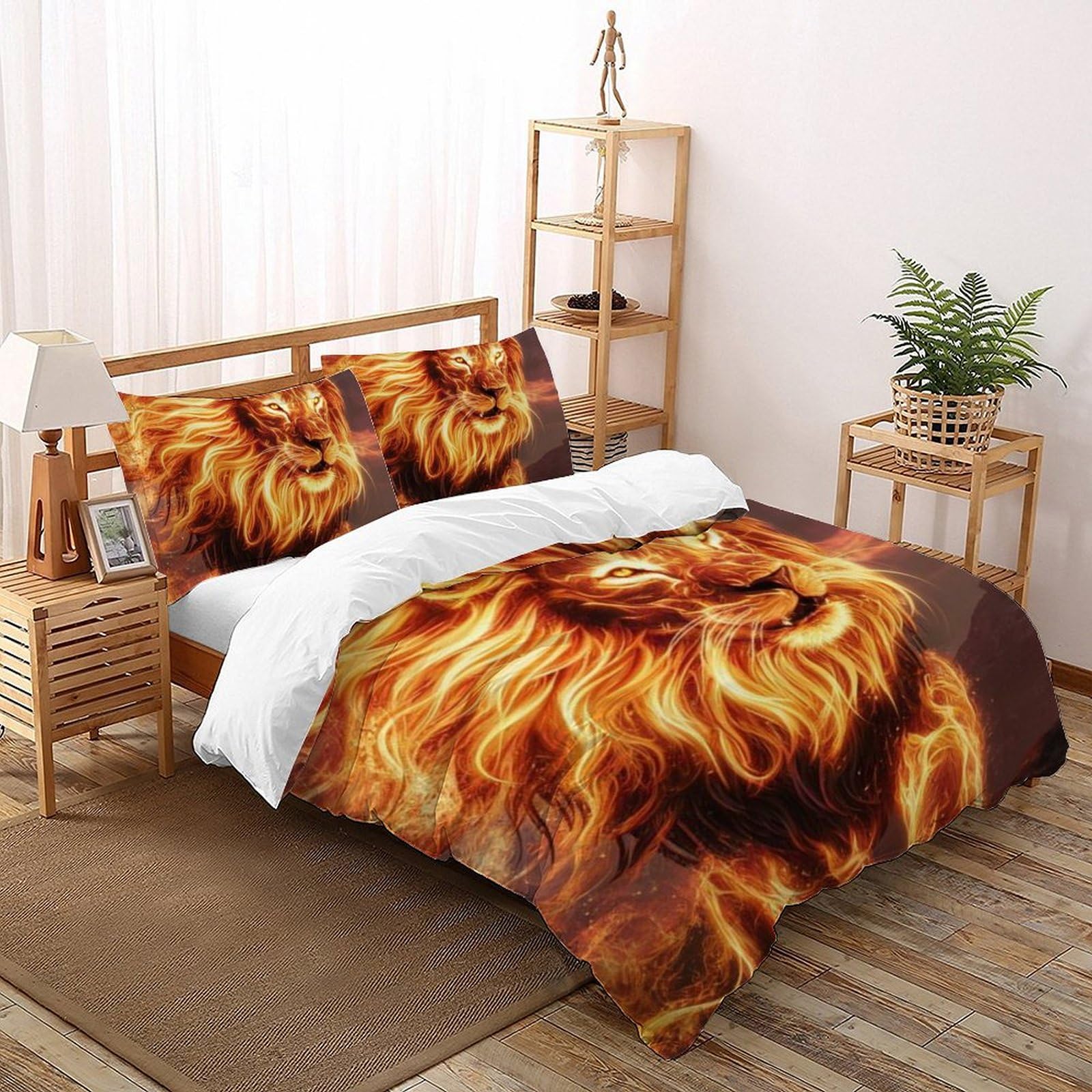 Housse de couette 200x200cm lion imprimé 3D pour transformer la chambre enfant