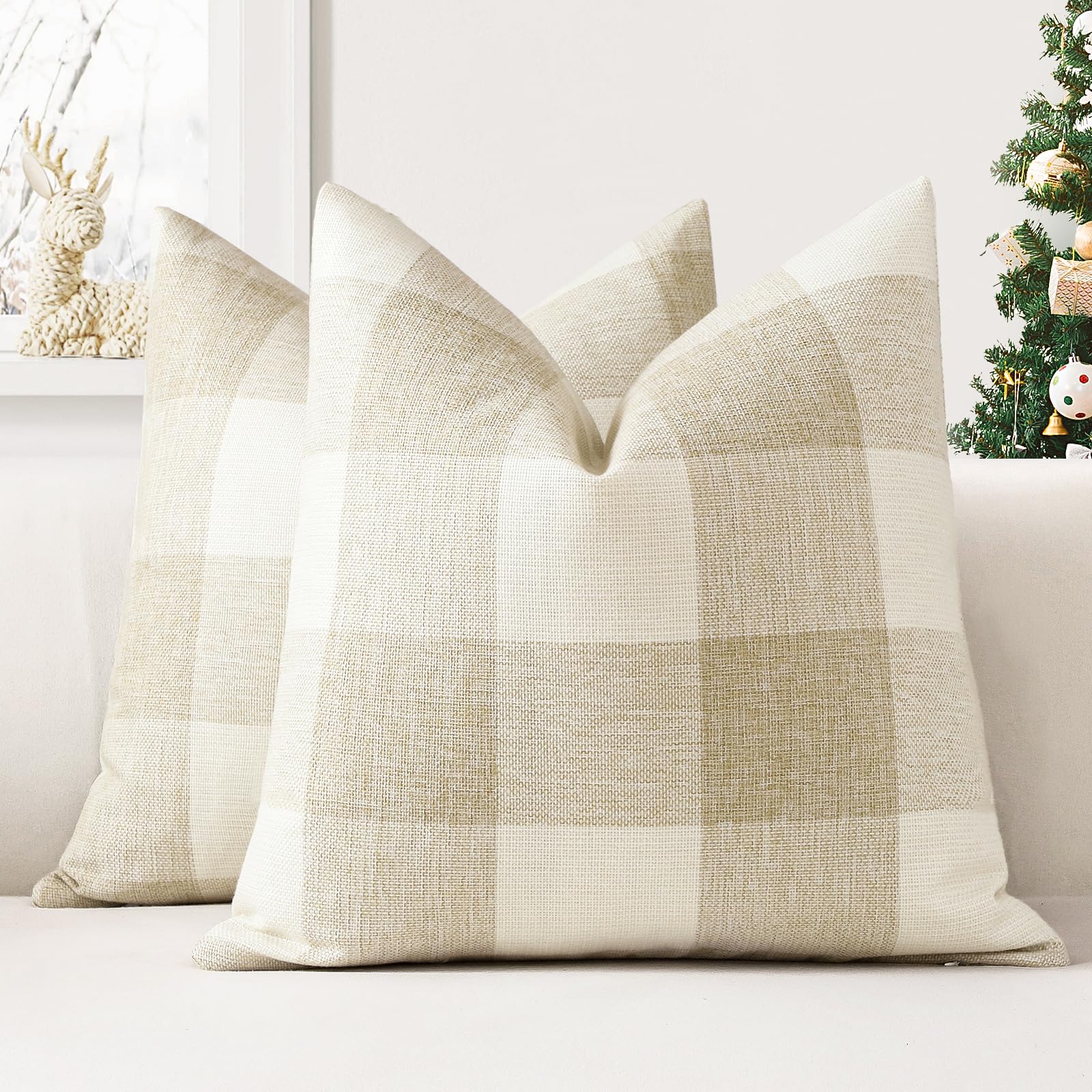 Housses de coussin de Noël pour salon cocooning et canapé style maison de campagne