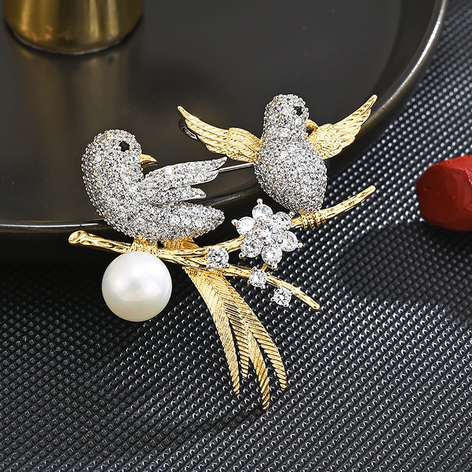 Elster Brosche Zirkonia Corsage Pin Damen Pin Mantel Anzug Accessoires