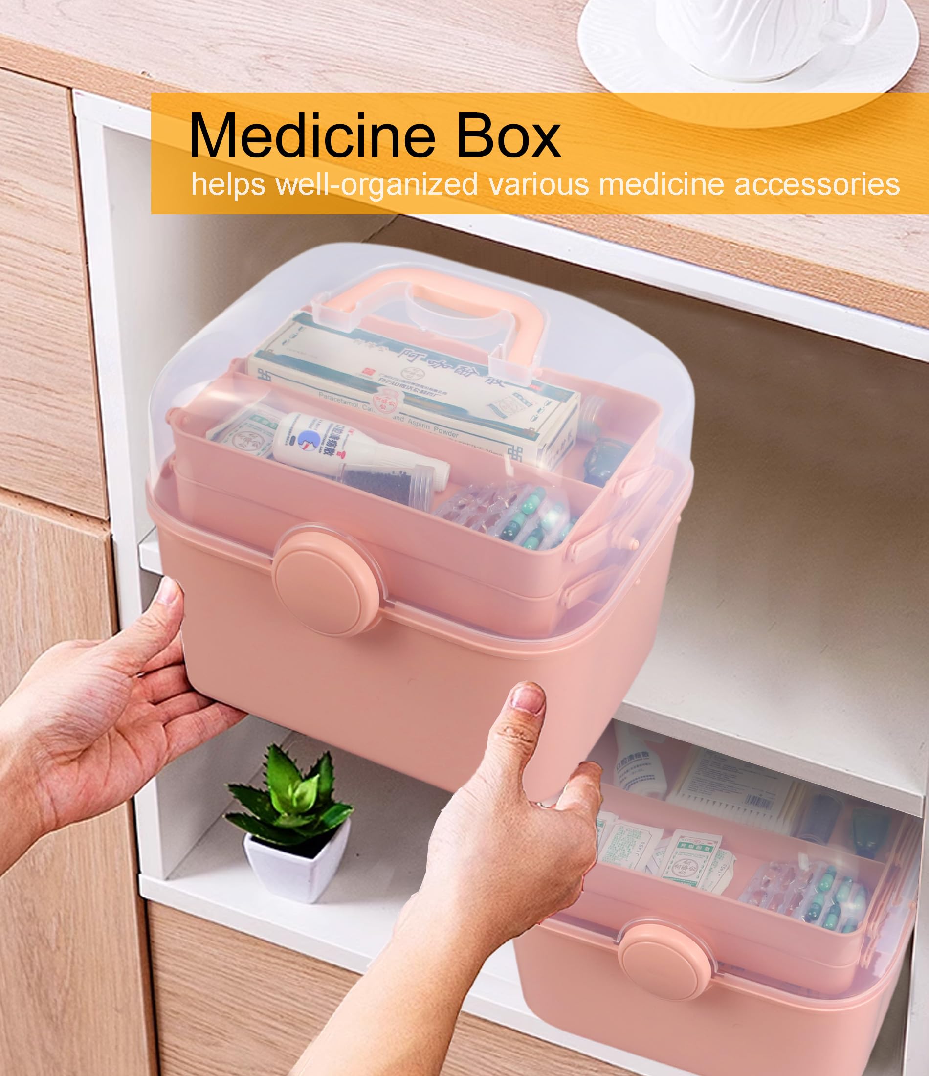 Qudqju Craft Box Organizer Pink Tackle Box Art Storage Box with