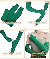 Vista 53 de Guantes cálidos de cachemira de brazo largo para mujer, guantes de invierno acogedores sin dedos, calentadores de brazos suaves, gran regalo de Negro